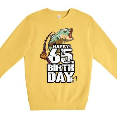 65 Years Old Fishing Fisherman Angler 65th Birthday Premium Crewneck Sweatshirt