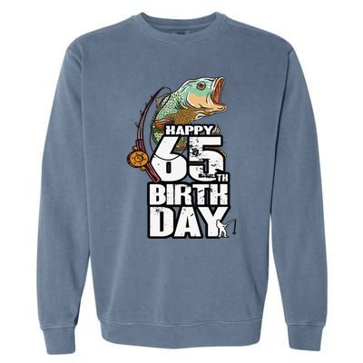 65 Years Old Fishing Fisherman Angler 65th Birthday Garment-Dyed Sweatshirt