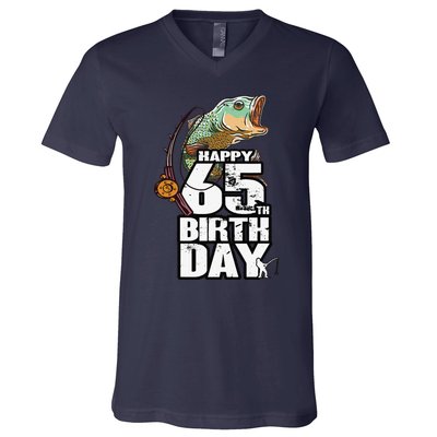 65 Years Old Fishing Fisherman Angler 65th Birthday V-Neck T-Shirt