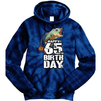 65 Years Old Fishing Fisherman Angler 65th Birthday Tie Dye Hoodie