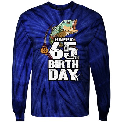 65 Years Old Fishing Fisherman Angler 65th Birthday Tie-Dye Long Sleeve Shirt