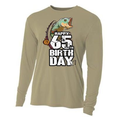 65 Years Old Fishing Fisherman Angler 65th Birthday Cooling Performance Long Sleeve Crew