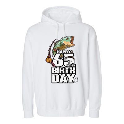 65 Years Old Fishing Fisherman Angler 65th Birthday Garment-Dyed Fleece Hoodie