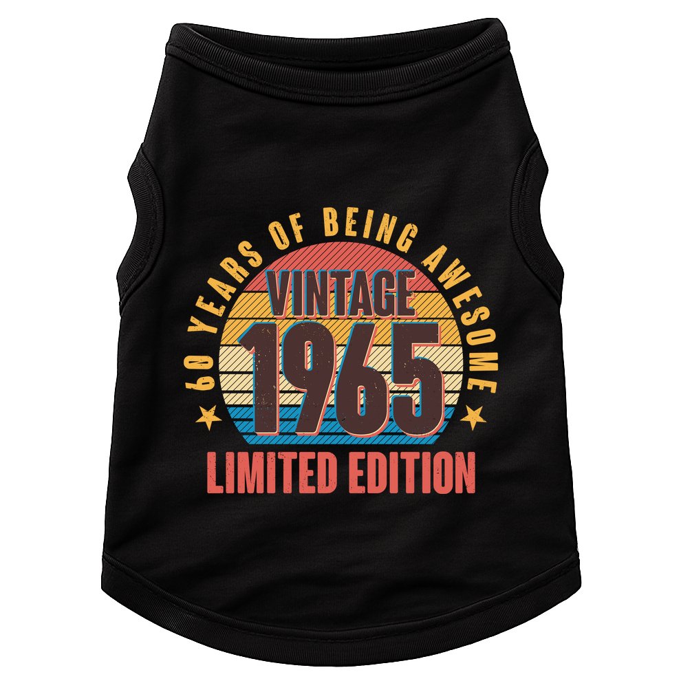 60 Years Of Being Awesome 1965 Limited Edition Vintage Retro Doggie Tank