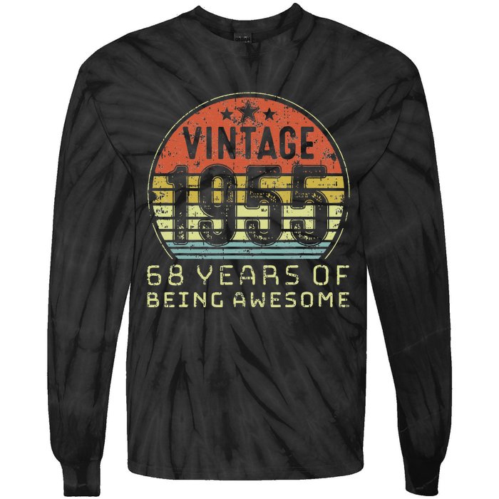 68 Year Old Birthday Vintage 1955 68th Birthday Cute Tie-Dye Long Sleeve Shirt