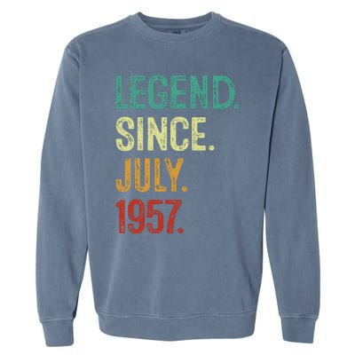 66 Years Old Legend Since July 1957 66th Birthday Garment-Dyed Sweatshirt