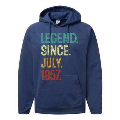 66 Years Old Legend Since July 1957 66th Birthday Performance Fleece Hoodie