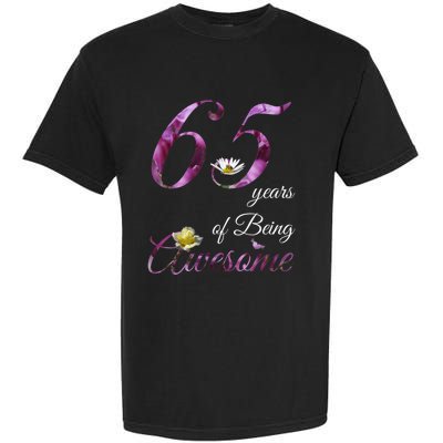 65 Year Old Shirt Awesome Floral 1958 65th Birthday Gift Garment-Dyed Heavyweight T-Shirt