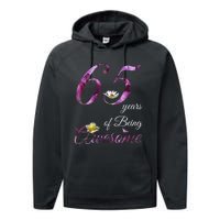 65 Year Old Shirt Awesome Floral 1958 65th Birthday Gift Performance Fleece Hoodie