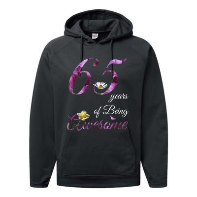 65 Year Old Shirt Awesome Floral 1958 65th Birthday Gift Performance Fleece Hoodie