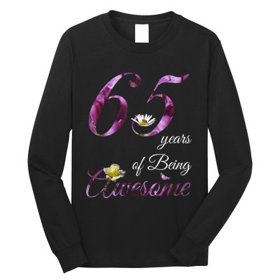 65 Year Old Shirt Awesome Floral 1958 65th Birthday Gift Long Sleeve Shirt