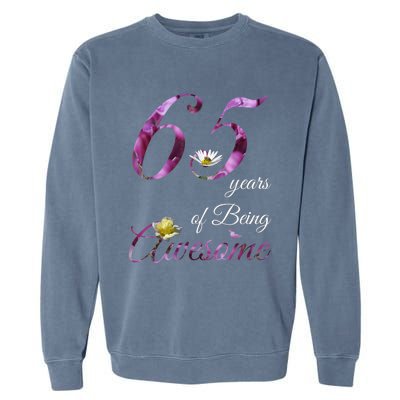 65 Year Old Shirt Awesome Floral 1958 65th Birthday Gift Garment-Dyed Sweatshirt