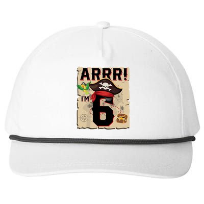 6 Year Old Pirate Birthday Arr Pirates Treasure Map 6th Gift Snapback Five-Panel Rope Hat