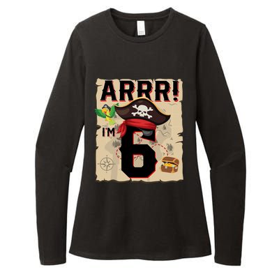 6 Year Old Pirate Birthday Arr Pirates Treasure Map 6th Gift Womens CVC Long Sleeve Shirt