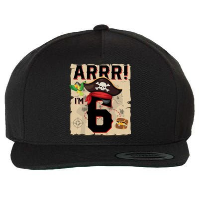 6 Year Old Pirate Birthday Arr Pirates Treasure Map 6th Gift Wool Snapback Cap