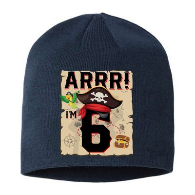 6 Year Old Pirate Birthday Arr Pirates Treasure Map 6th Gift Sustainable Beanie