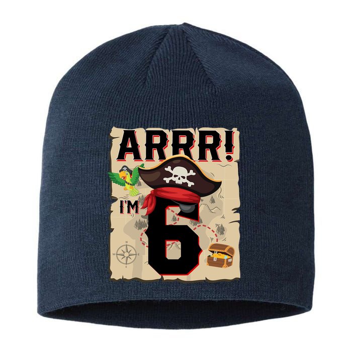 6 Year Old Pirate Birthday Arr Pirates Treasure Map 6th Gift Sustainable Beanie