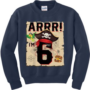 6 Year Old Pirate Birthday Arr Pirates Treasure Map 6th Gift Kids Sweatshirt