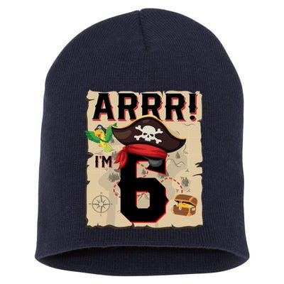 6 Year Old Pirate Birthday Arr Pirates Treasure Map 6th Gift Short Acrylic Beanie