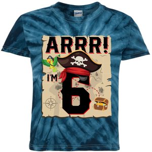 6 Year Old Pirate Birthday Arr Pirates Treasure Map 6th Gift Kids Tie-Dye T-Shirt