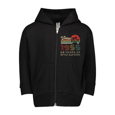 68 Year Old Birthday Vintage 1955 68th Birthday Toddler Zip Fleece Hoodie