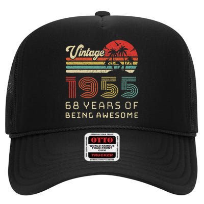 68 Year Old Birthday Vintage 1955 68th Birthday High Crown Mesh Back Trucker Hat