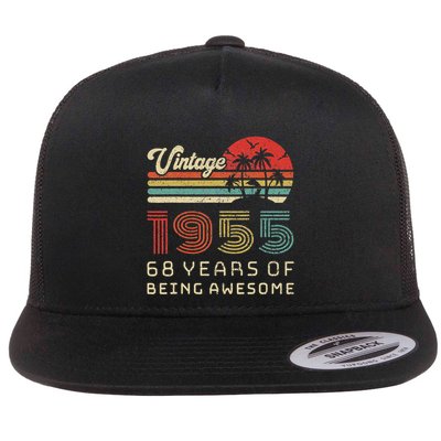 68 Year Old Birthday Vintage 1955 68th Birthday Flat Bill Trucker Hat