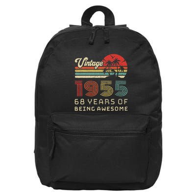 68 Year Old Birthday Vintage 1955 68th Birthday 16 in Basic Backpack
