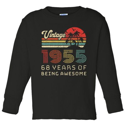 68 Year Old Birthday Vintage 1955 68th Birthday Toddler Long Sleeve Shirt