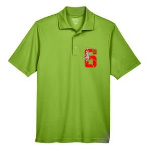 6 Year Old 6th Basketball Birthday Partytheme Men's Origin Performance Pique Polo