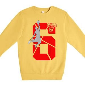 6 Year Old 6th Basketball Birthday Partytheme Premium Crewneck Sweatshirt