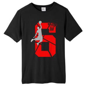 6 Year Old 6th Basketball Birthday Partytheme Tall Fusion ChromaSoft Performance T-Shirt