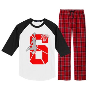 6 Year Old 6th Basketball Birthday Partytheme Raglan Sleeve Pajama Set