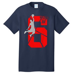 6 Year Old 6th Basketball Birthday Partytheme Tall T-Shirt