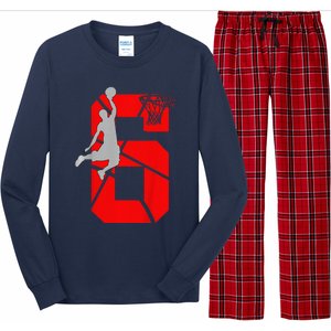 6 Year Old 6th Basketball Birthday Partytheme Long Sleeve Pajama Set