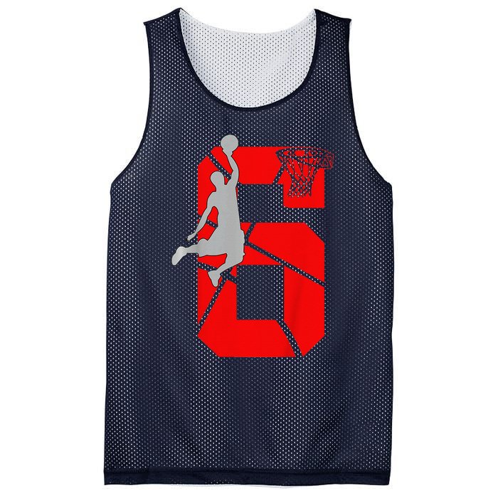 6 Year Old 6th Basketball Birthday Partytheme Mesh Reversible Basketball Jersey Tank