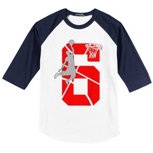 6 Year Old 6th Basketball Birthday Partytheme Baseball Sleeve Shirt