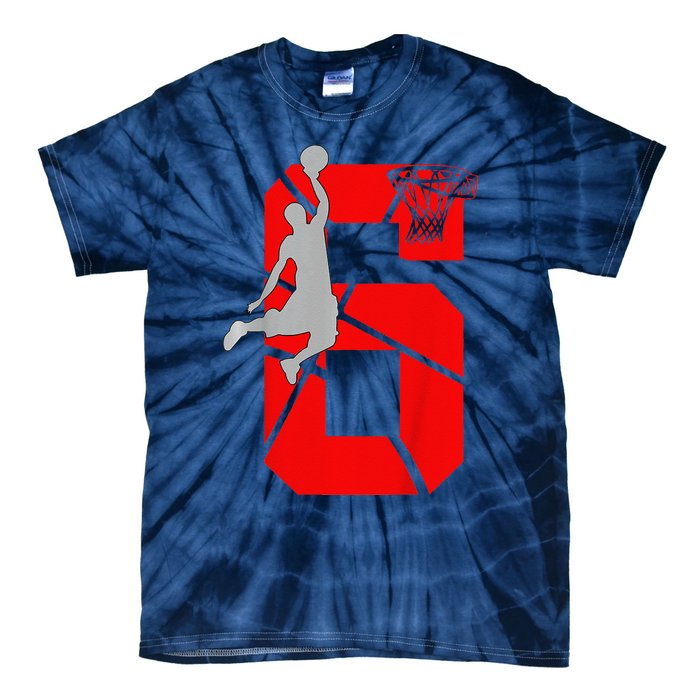 6 Year Old 6th Basketball Birthday Partytheme Tie-Dye T-Shirt