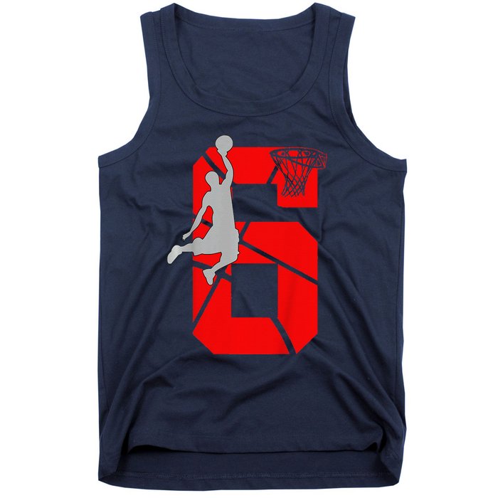 6 Year Old 6th Basketball Birthday Partytheme Tank Top