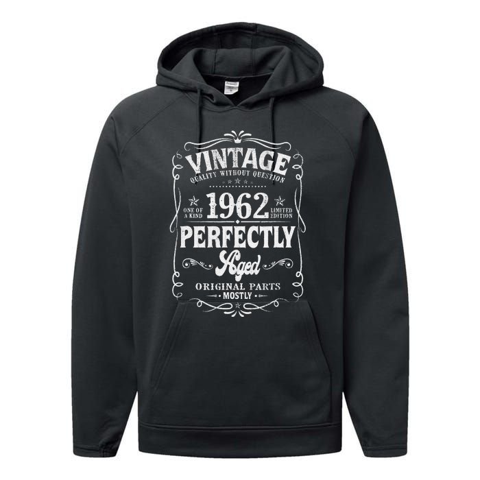 60 Year Old Vintage 1962 60th Birthday Gifts Made In 1962 Performance Fleece Hoodie