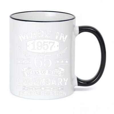 65 Years Old Made In 1957 Shirt 65th Birthday Gift 11oz Black Color Changing Mug