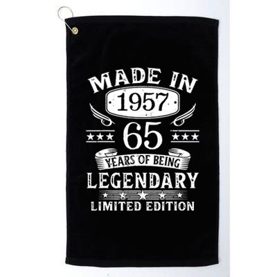 65 Years Old Made In 1957 Shirt 65th Birthday Gift Platinum Collection Golf Towel