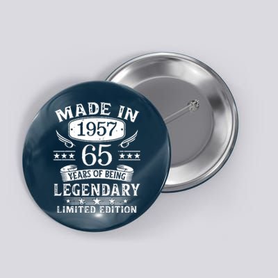 65 Years Old Made In 1957 Shirt 65th Birthday Gift Button