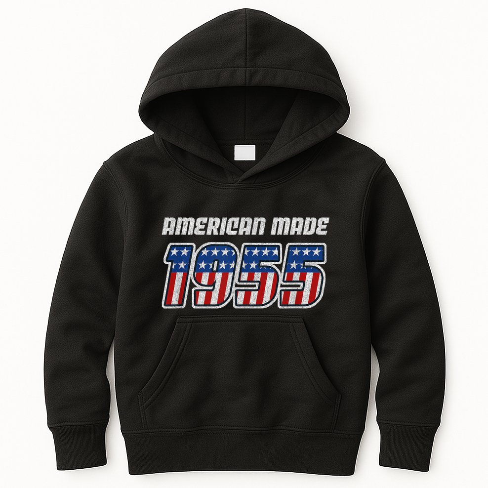 68 Year Old: Vintage Classic Car 1955 68th Birthday Kids Hoodie