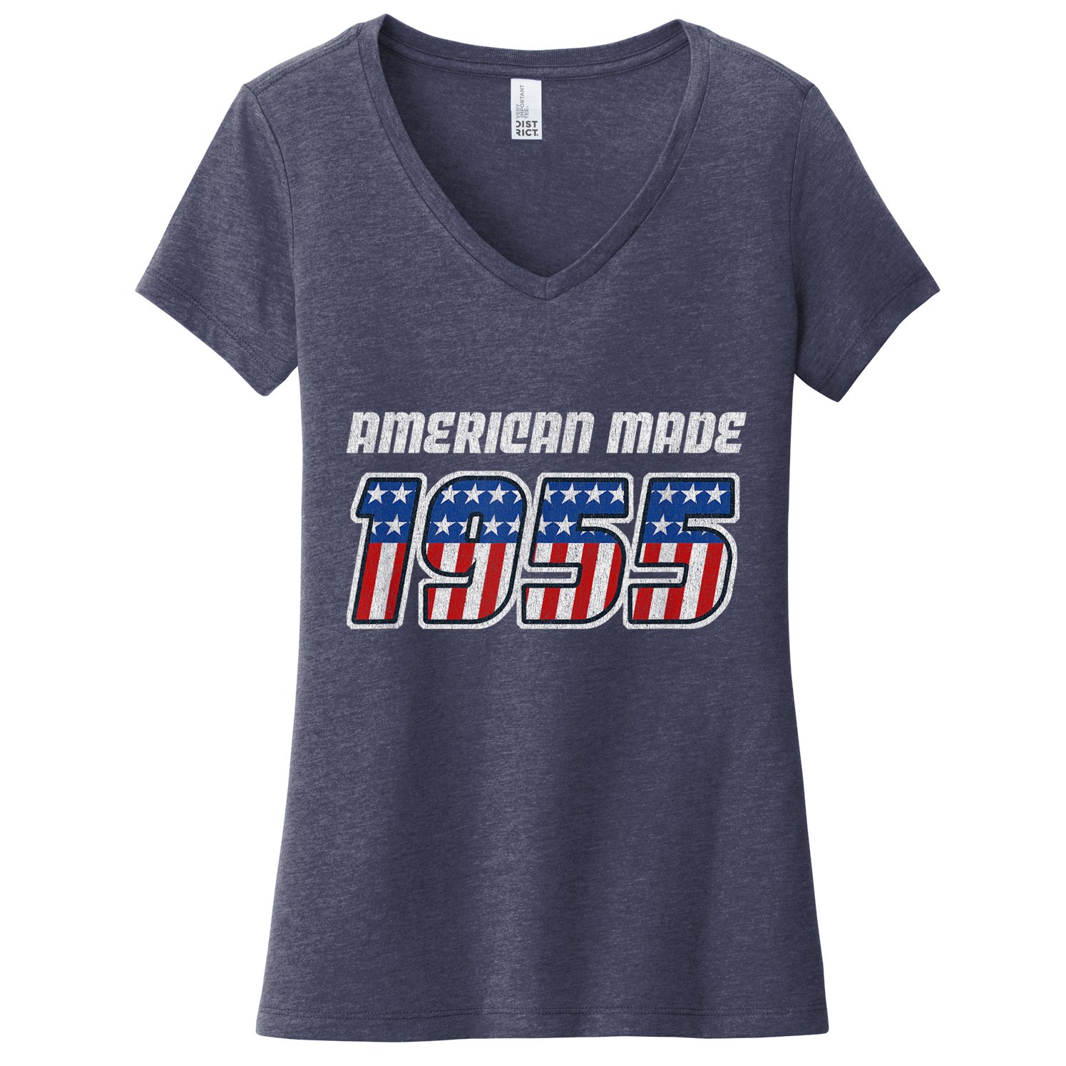 68 Year Old: Vintage Classic Car 1955 68th Birthday Women's V-Neck T-Shirt