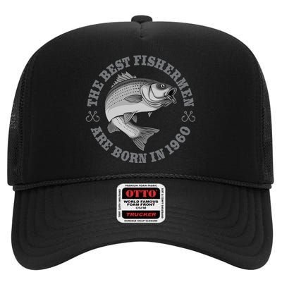 63 Year Old Fisherman Fishing 1960 63rd Birthday Funny High Crown Mesh Back Trucker Hat