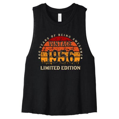 66 Year Old Gifts Retro Vintage 1956 Limited Edition 66th Birthday Women's Racerback Cropped Tank