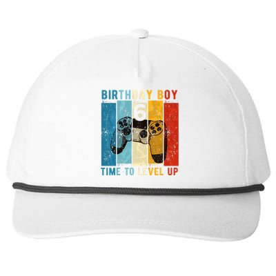 6 Year Old Birthday Boy 6 Time To Level Up 6th Birthday Boy Snapback Five-Panel Rope Hat