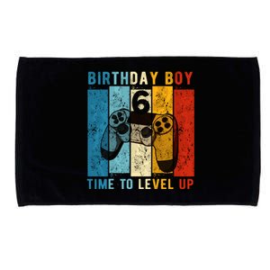 6 Year Old Birthday Boy 6 Time To Level Up 6th Birthday Boy Microfiber Hand Towel