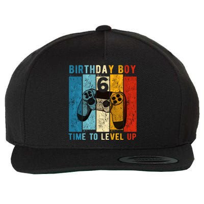 6 Year Old Birthday Boy 6 Time To Level Up 6th Birthday Boy Wool Snapback Cap